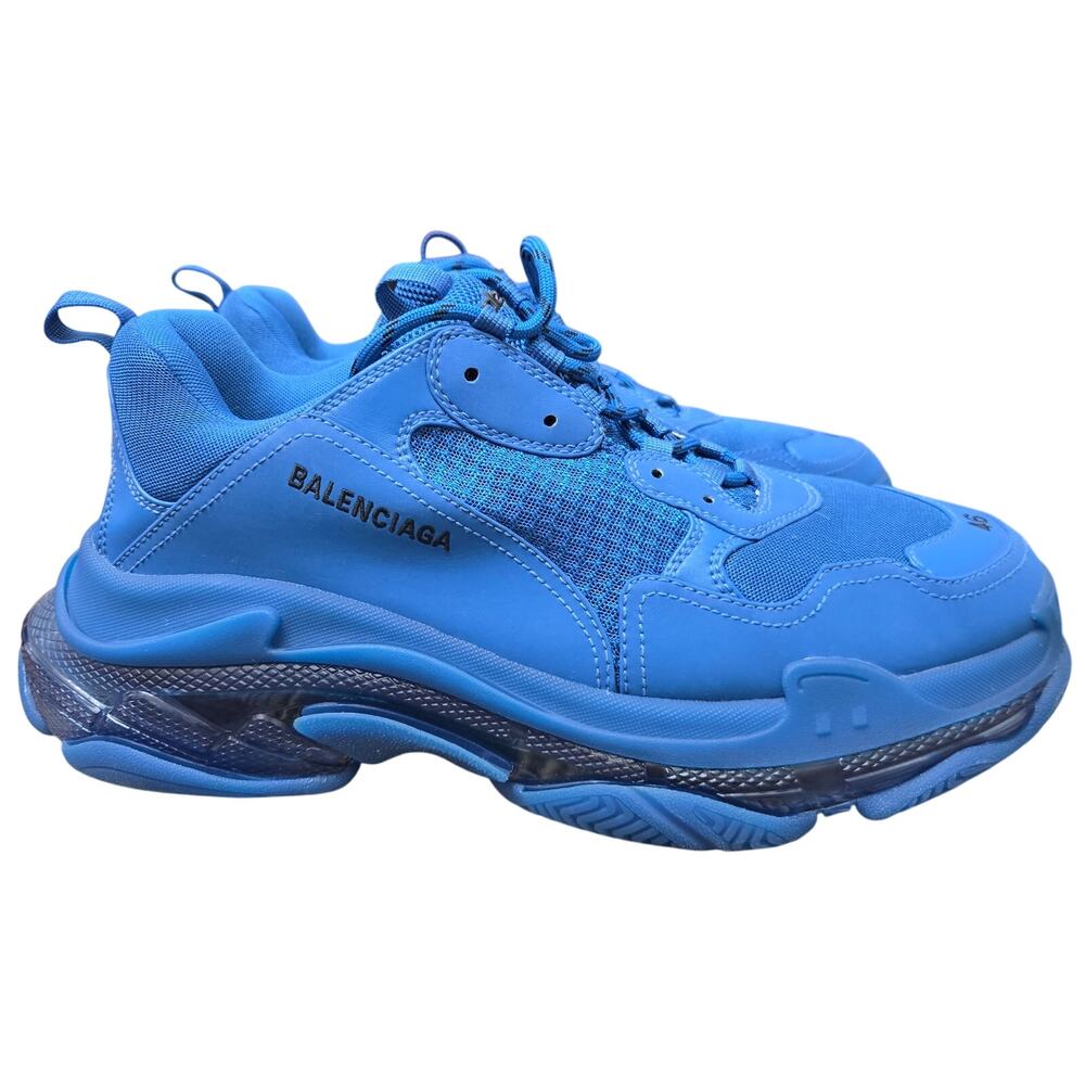 Balenciaga Mens Triple S Clear Sole Sneakers Chunky Electric Blue US 13